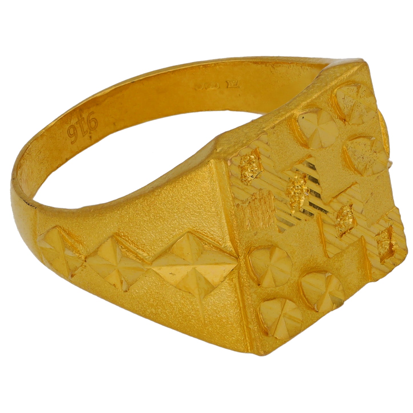 22ct Gold Patterned Signet Ring Size T