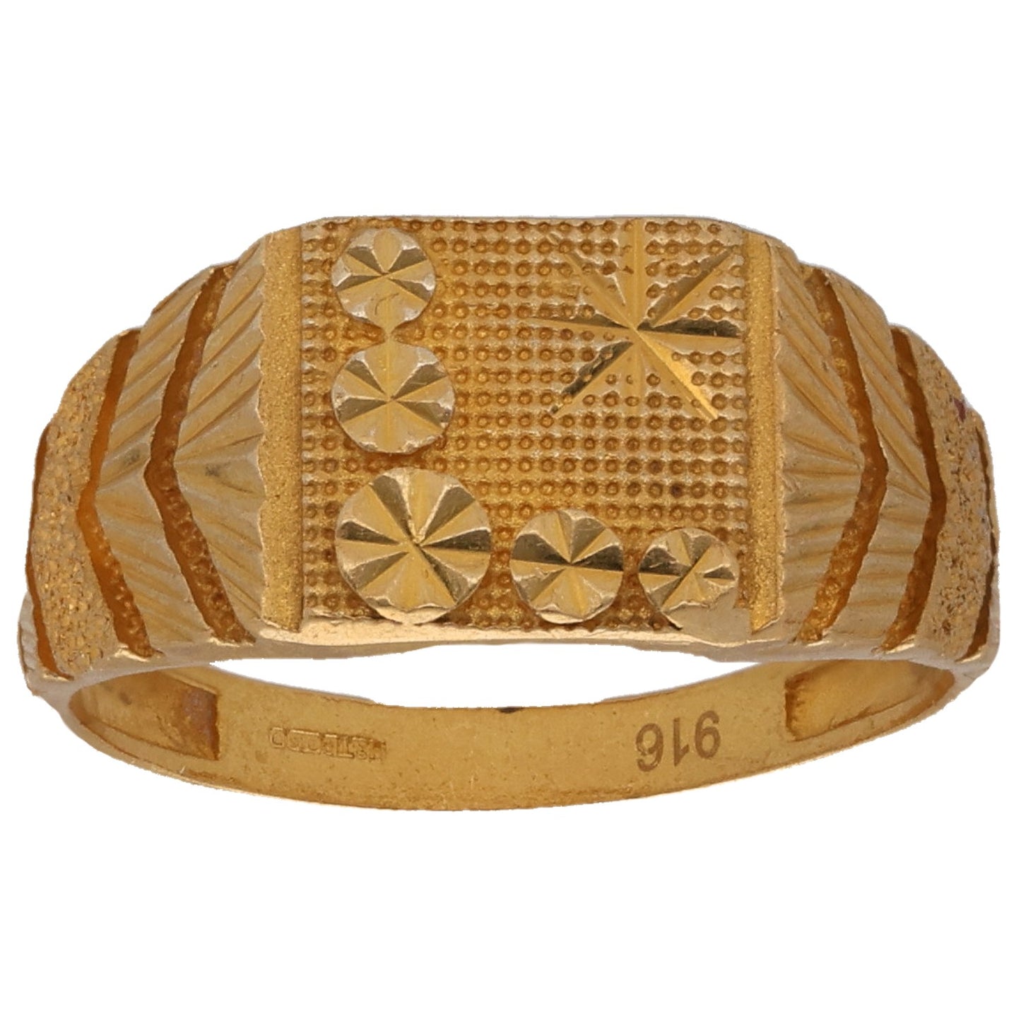 22ct Gold Patterned Signet Ring Size R