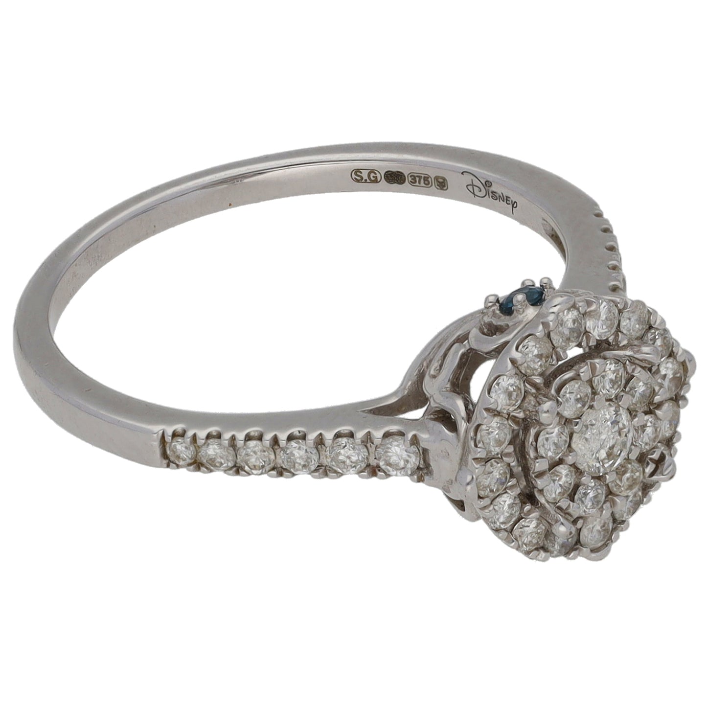 9ct White Gold 0.40ct Diamond Disney Cluster Ring Sizes N