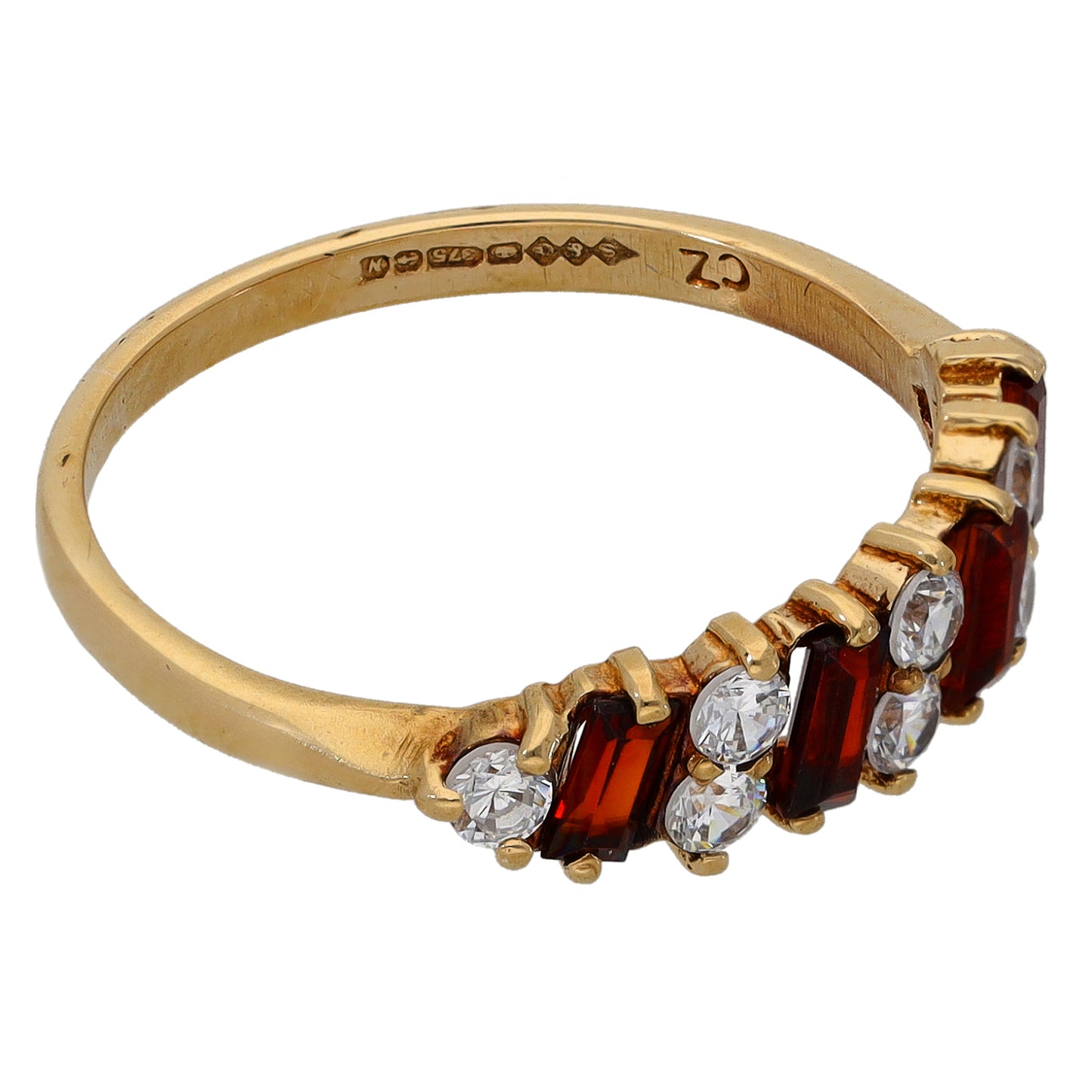 9ct Gold Garnet & Cubic Zirconia Dress/Cocktail Ring Size O