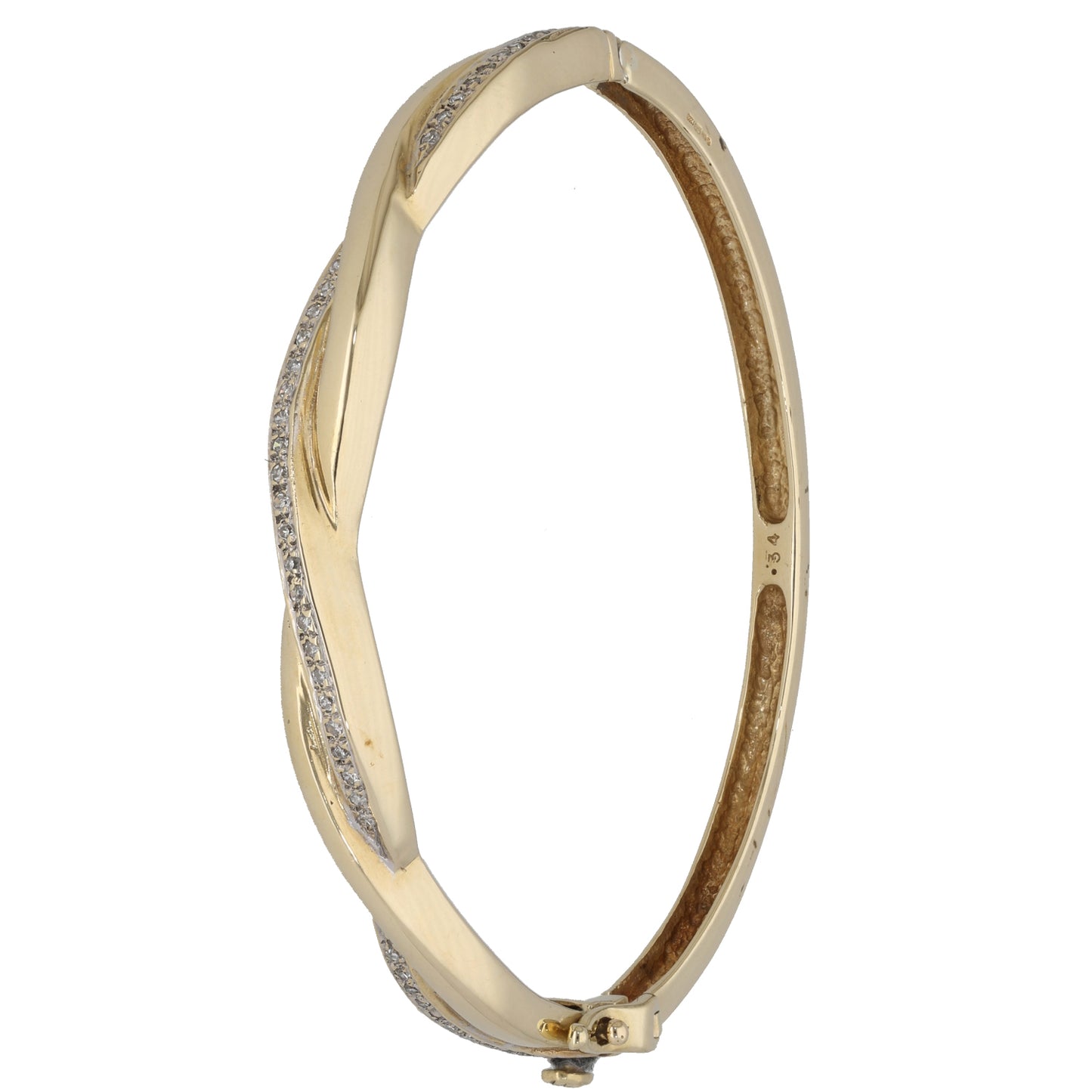 9ct Gold 0.34ct Round Diamond Hinged/Clasp Bangle