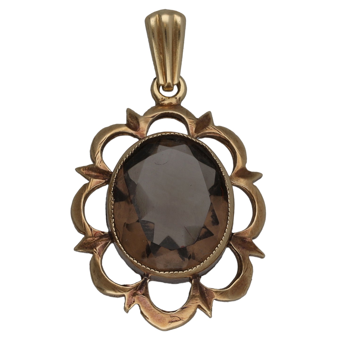9ct Gold Smoky Quartz Single Stone Pendant