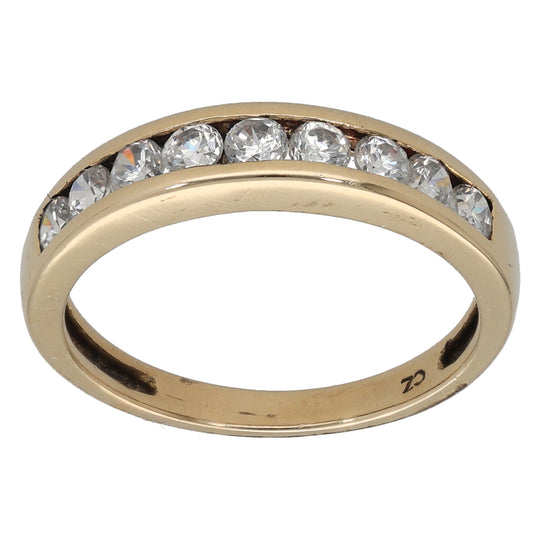 9ct Gold Cubic Zirconia Half Eternity Ring Size M