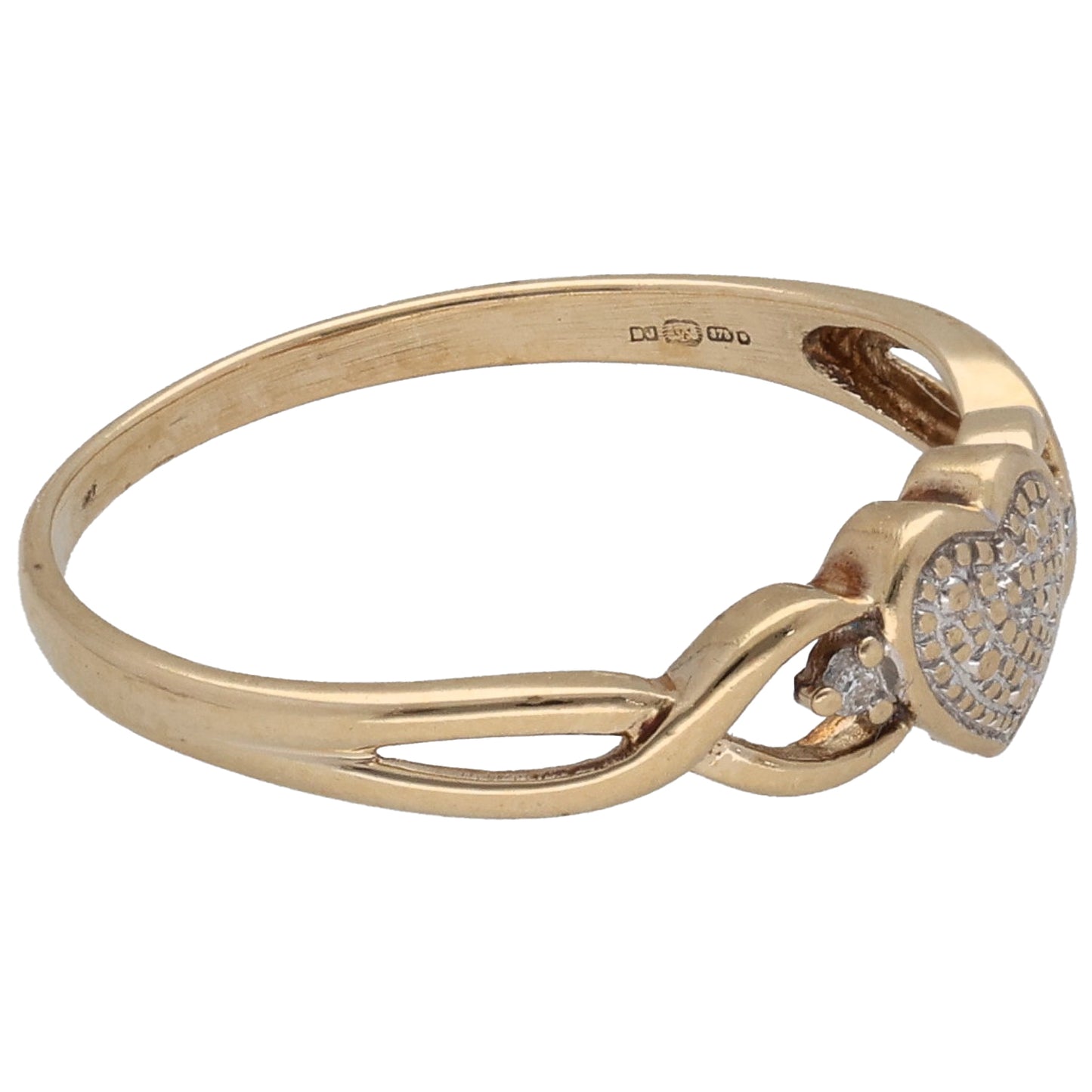 9ct Gold 0.015ct Diamond Alternative Ring Size Q