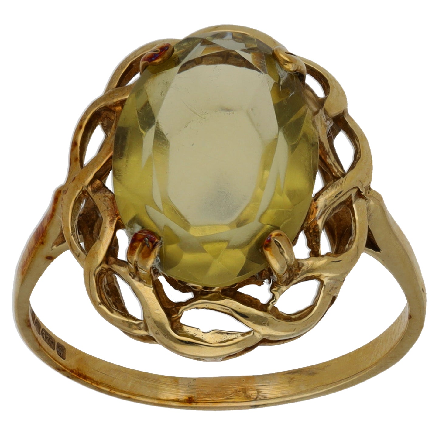 9ct Gold Quartz Single Stone Ring Size S
