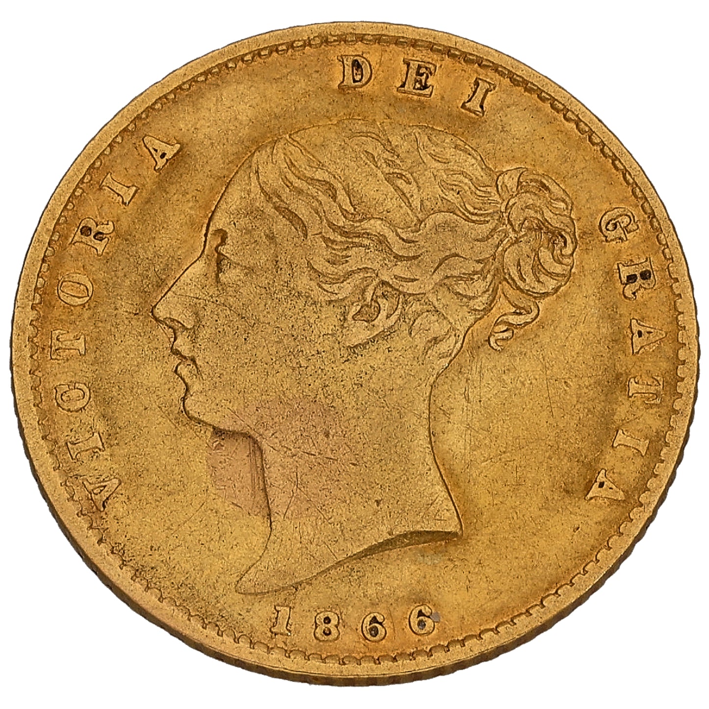 22ct Gold Queen Victoria Half Sovereign Coin 1866