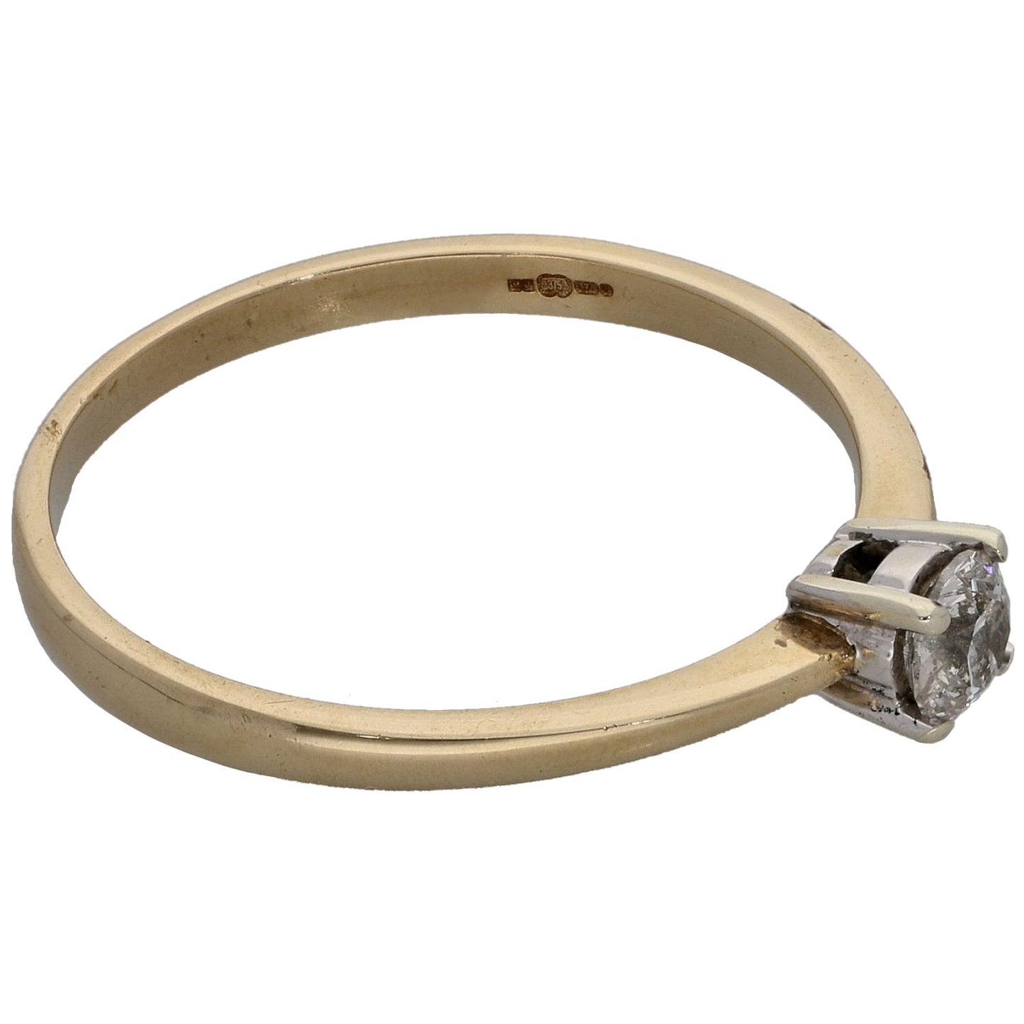 9ct Gold 0.25ct Diamond Solitaire Ring Size R