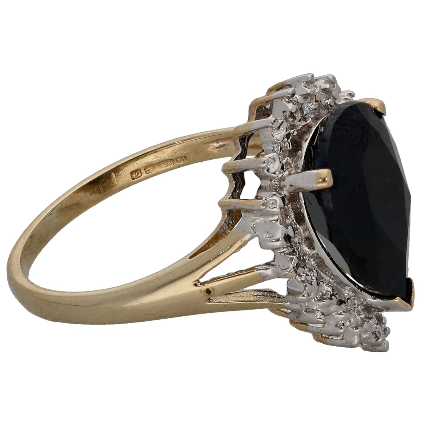 9ct Gold 0.02ct Diamond & Sapphire Dress/Cocktail Ring Size M