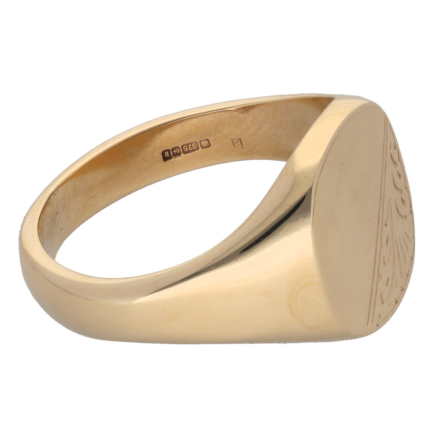 9ct Gold Patterned Signet Ring Size U