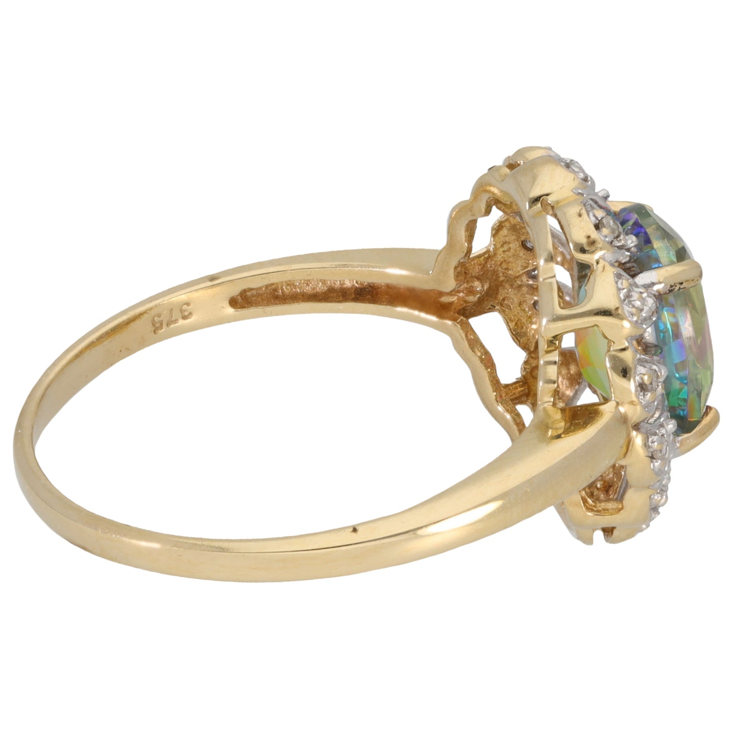 9ct Gold Coated Topaz & 0.04ct Diamond Dress/Cocktail Ring Size P