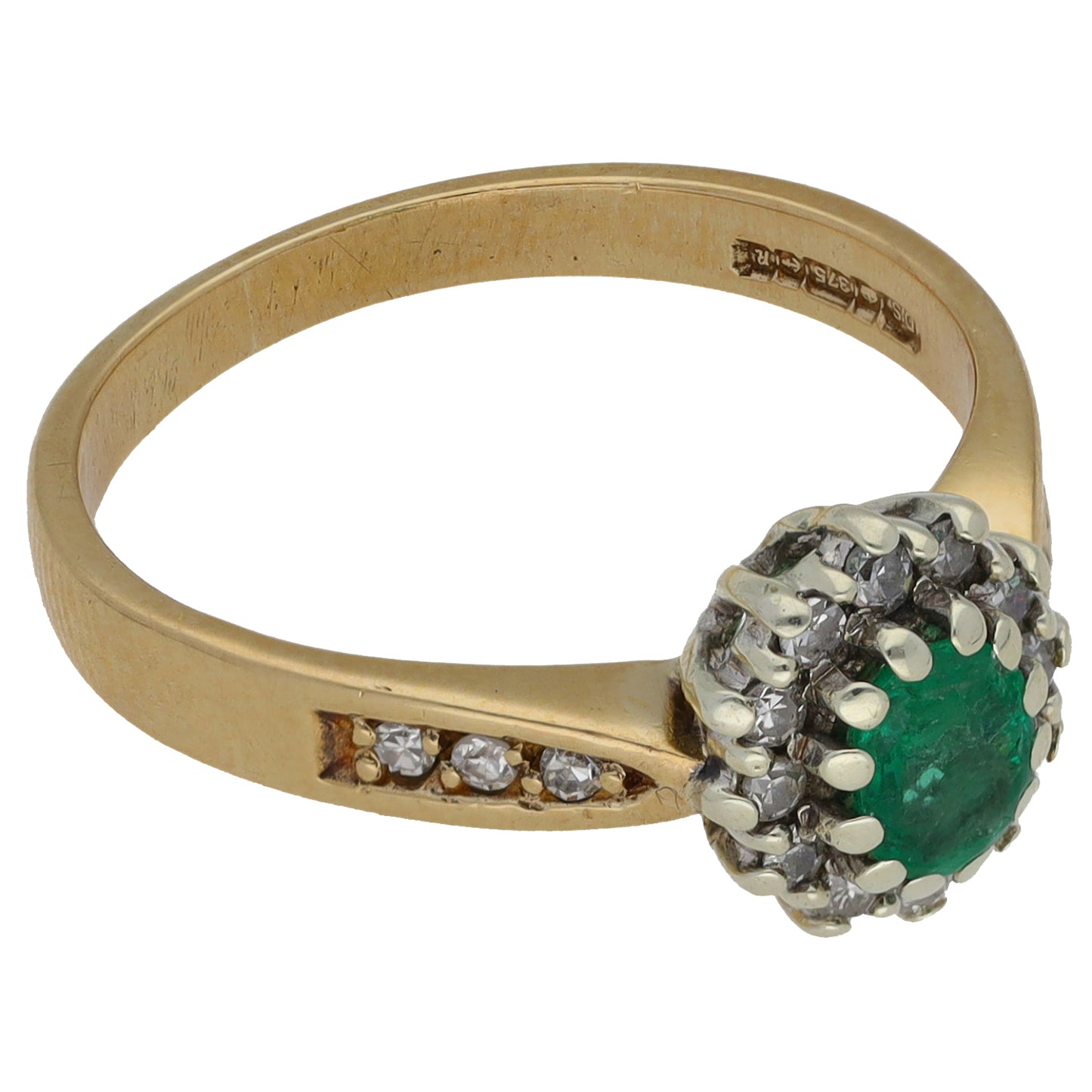 9ct Gold 0.18ct Diamond & Emerald Dress/Cocktail Ring Size M