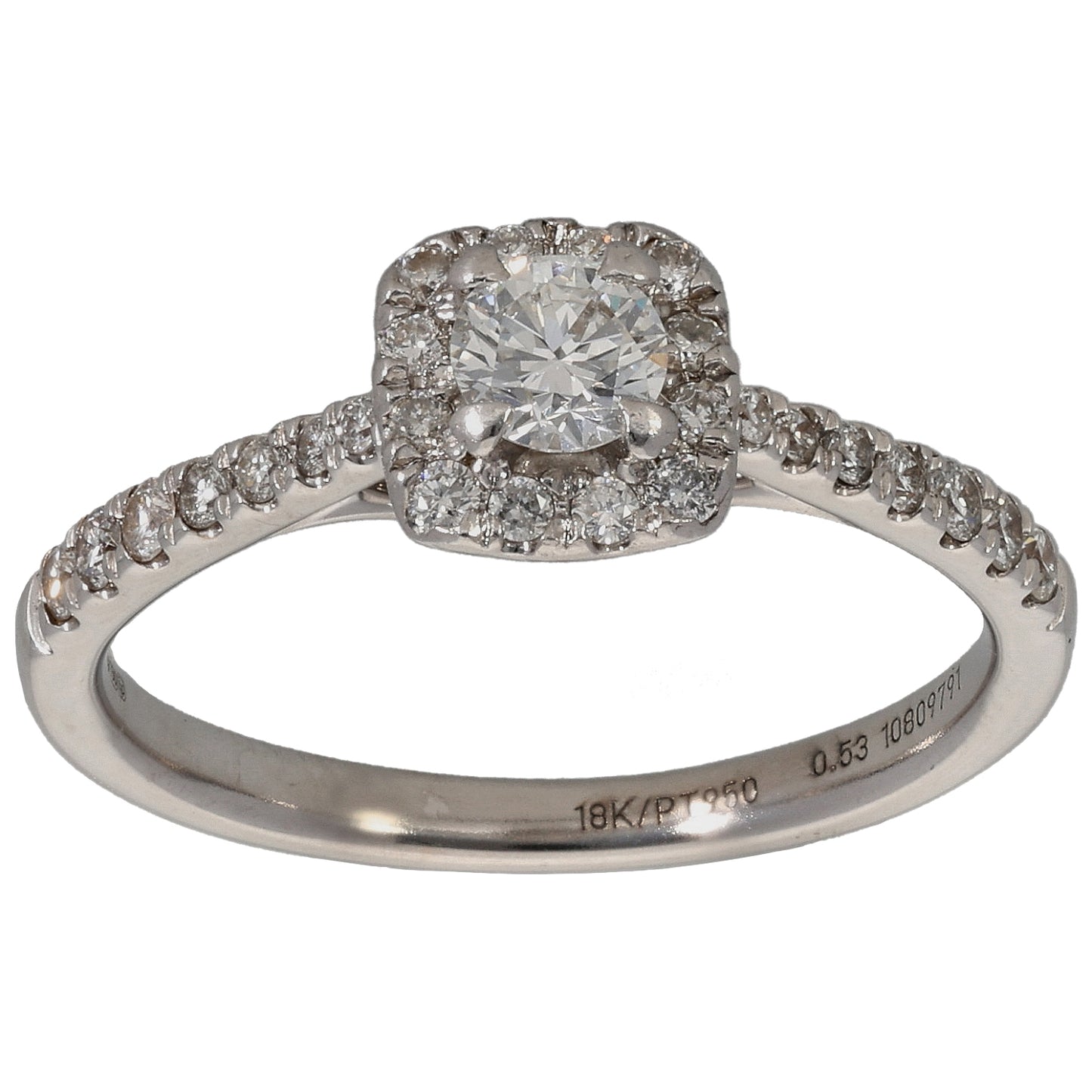18ct White Gold 0.53ct Diamond Cluster Ring Size L