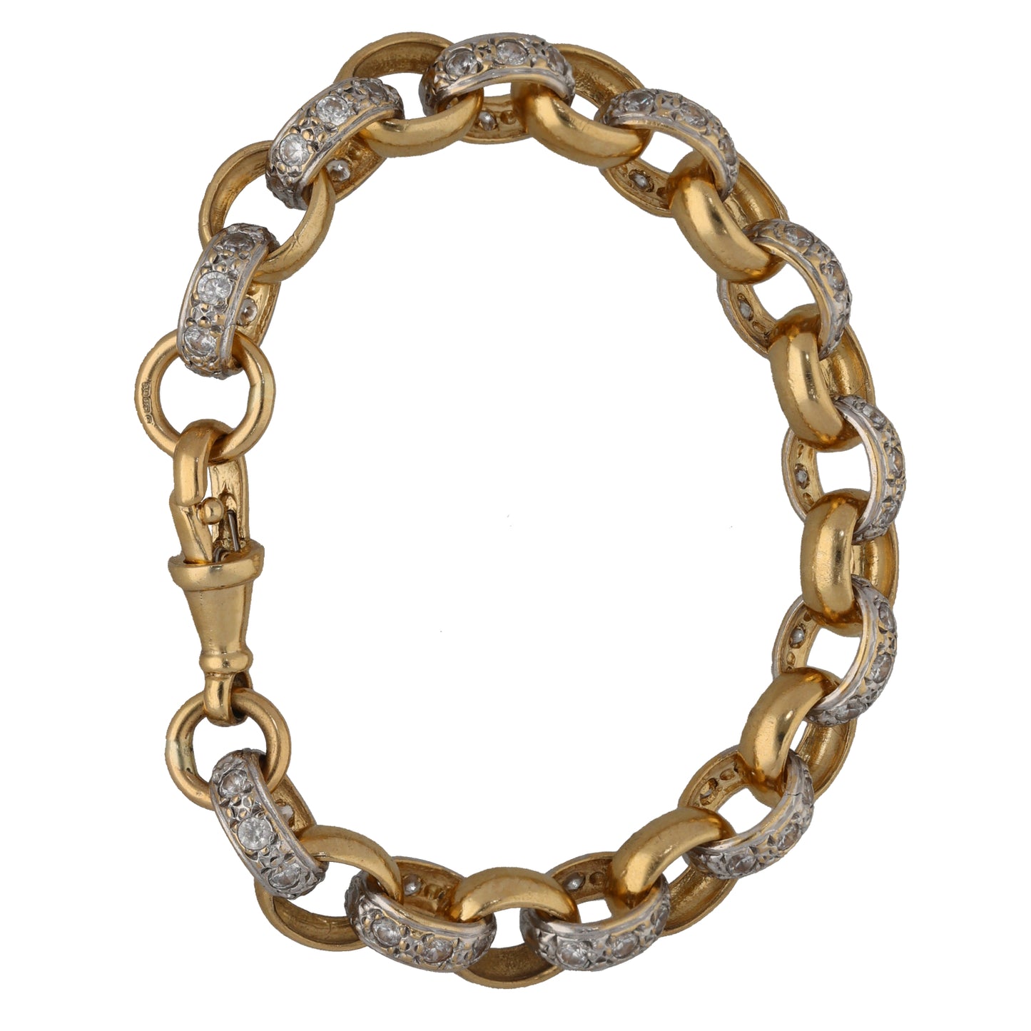 9ct Bicolour Gold Cubic Zirconia Belcher Bracelet