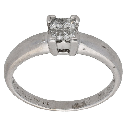 18ct White Gold 0.20ct Diamond Dress/Cocktail Ring Size L