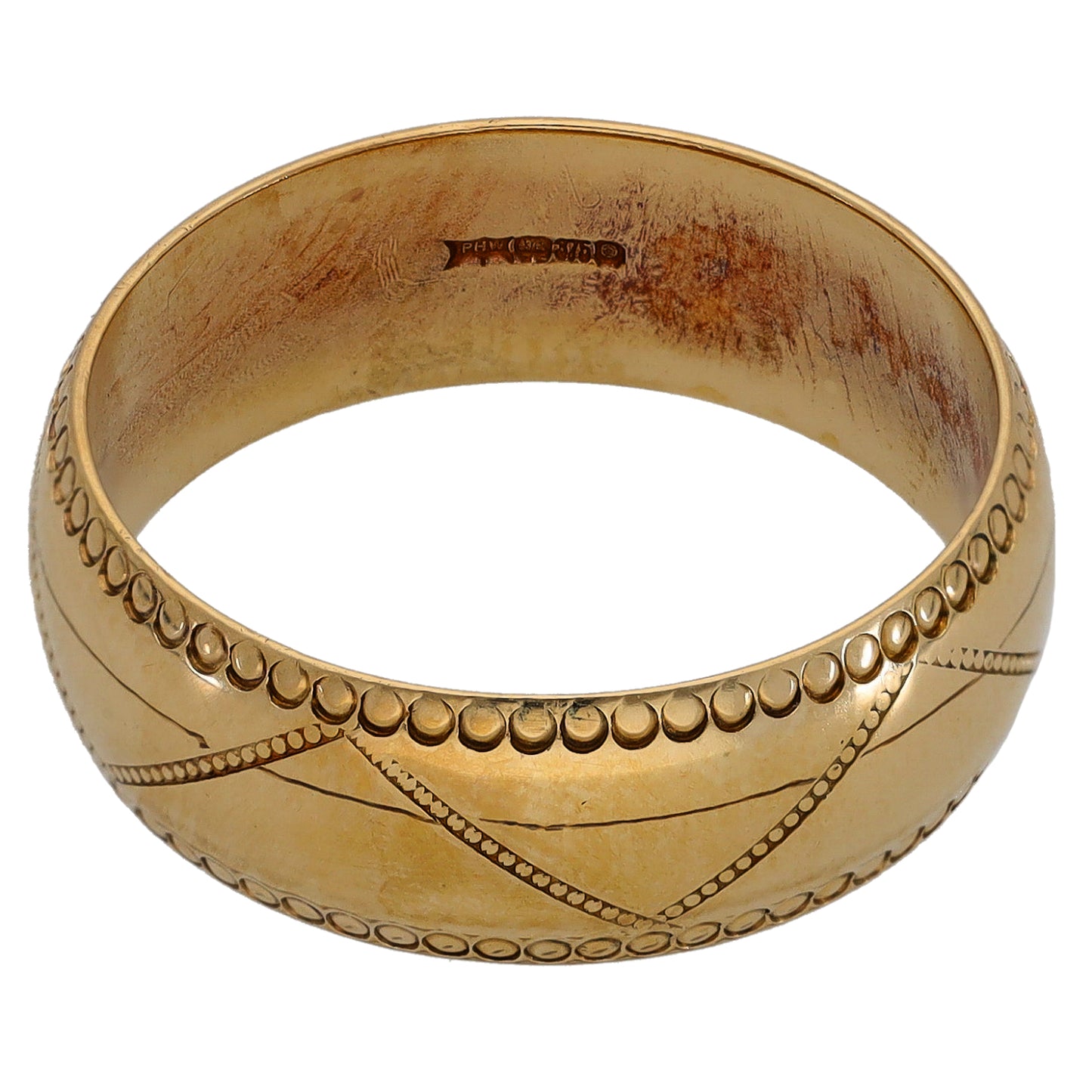 9ct Gold Patterned Wedding Ring Size R