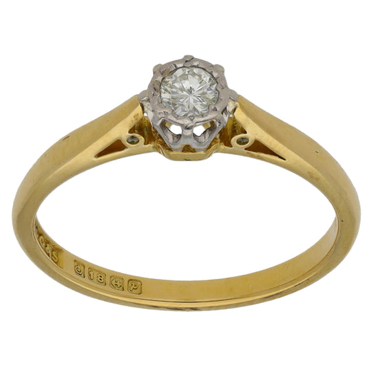 18ct Gold 0.15ct Diamond Solitaire Ring Size N