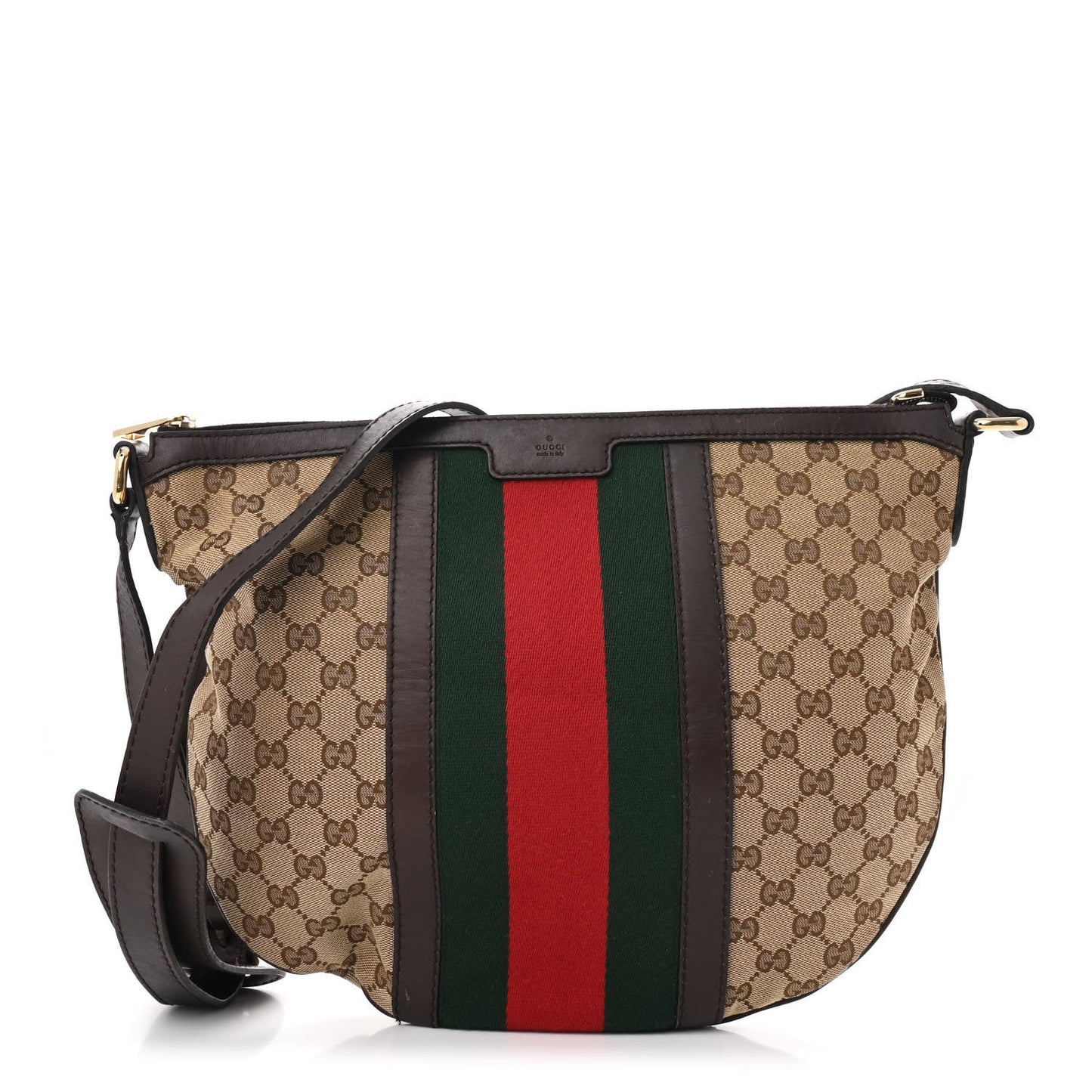 Gucci Vintage Web Saddle GG Canvas Bag - Beige