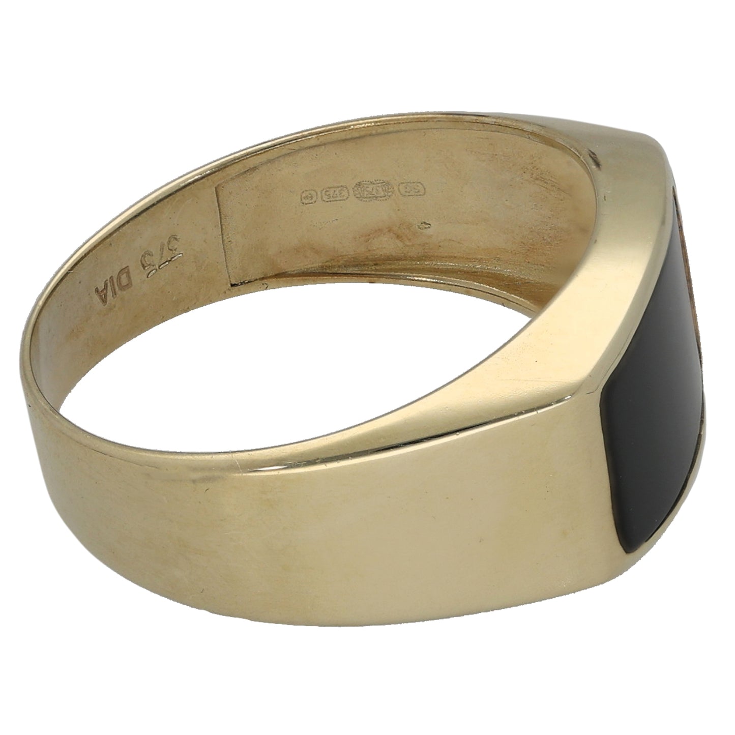 9ct Gold 0.005ct Diamond & Onyx Alternative Ring Size Q