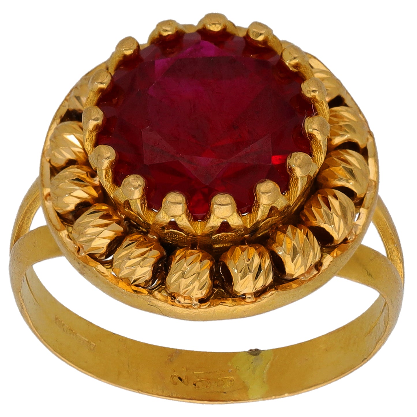 22ct Gold Imitation Gem Single Stone Ring Size M