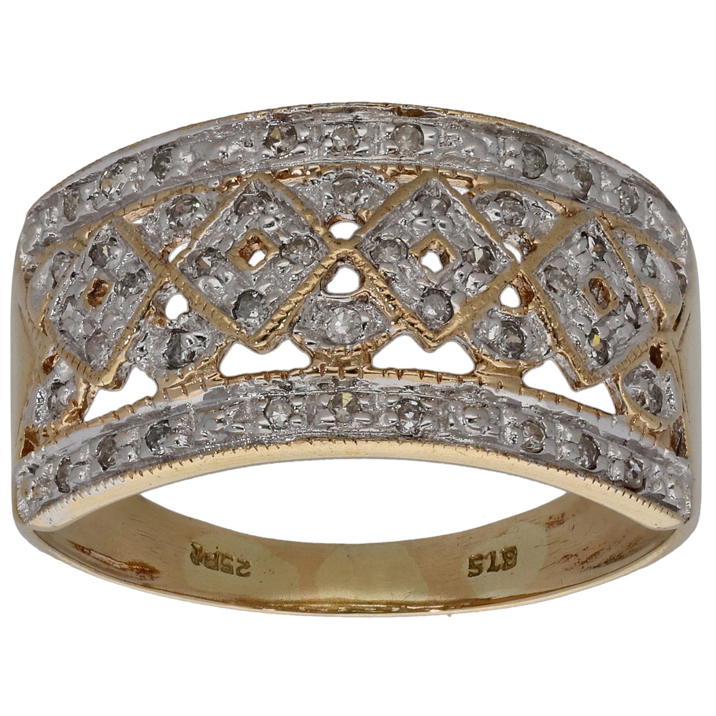9ct Gold 0.25ct Diamond Dress/Cocktail Ring Size U