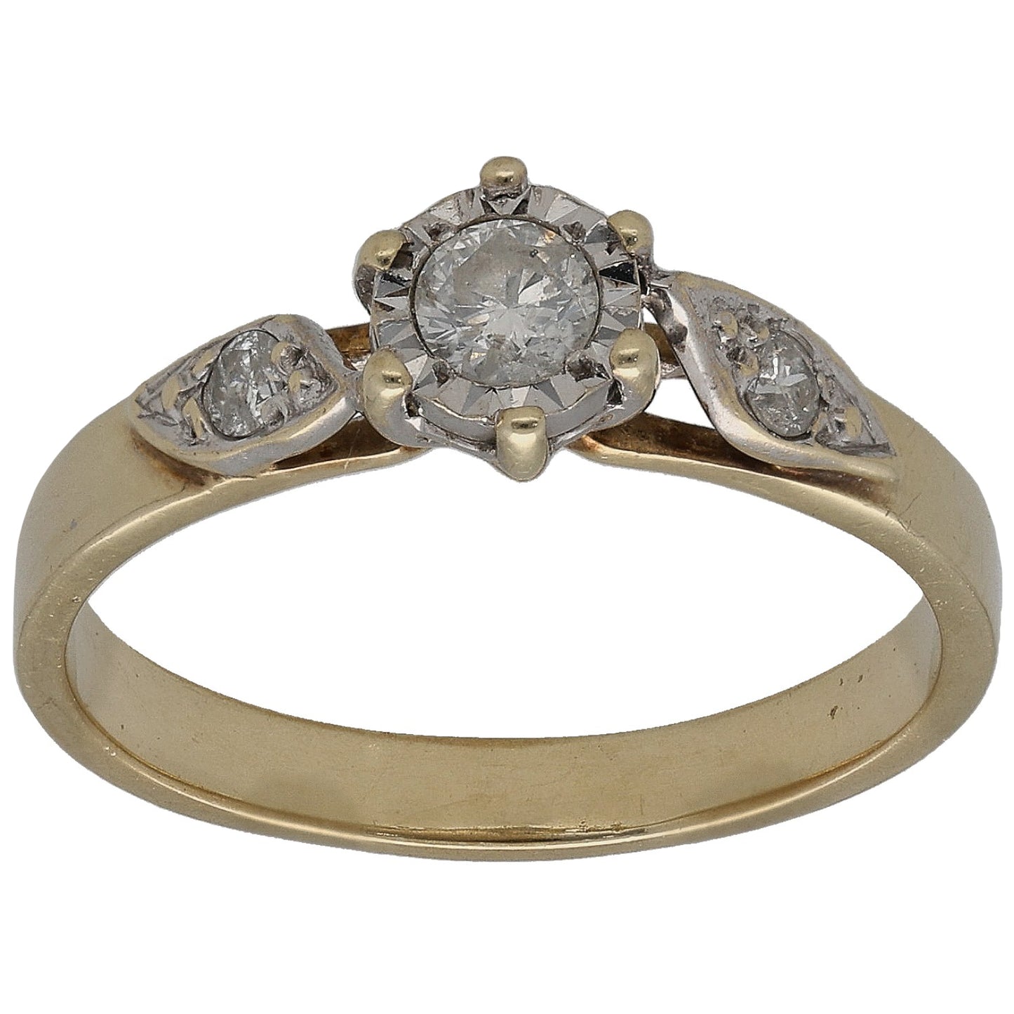 9ct Gold 0.25ct Diamond Trilogy Ring Size O