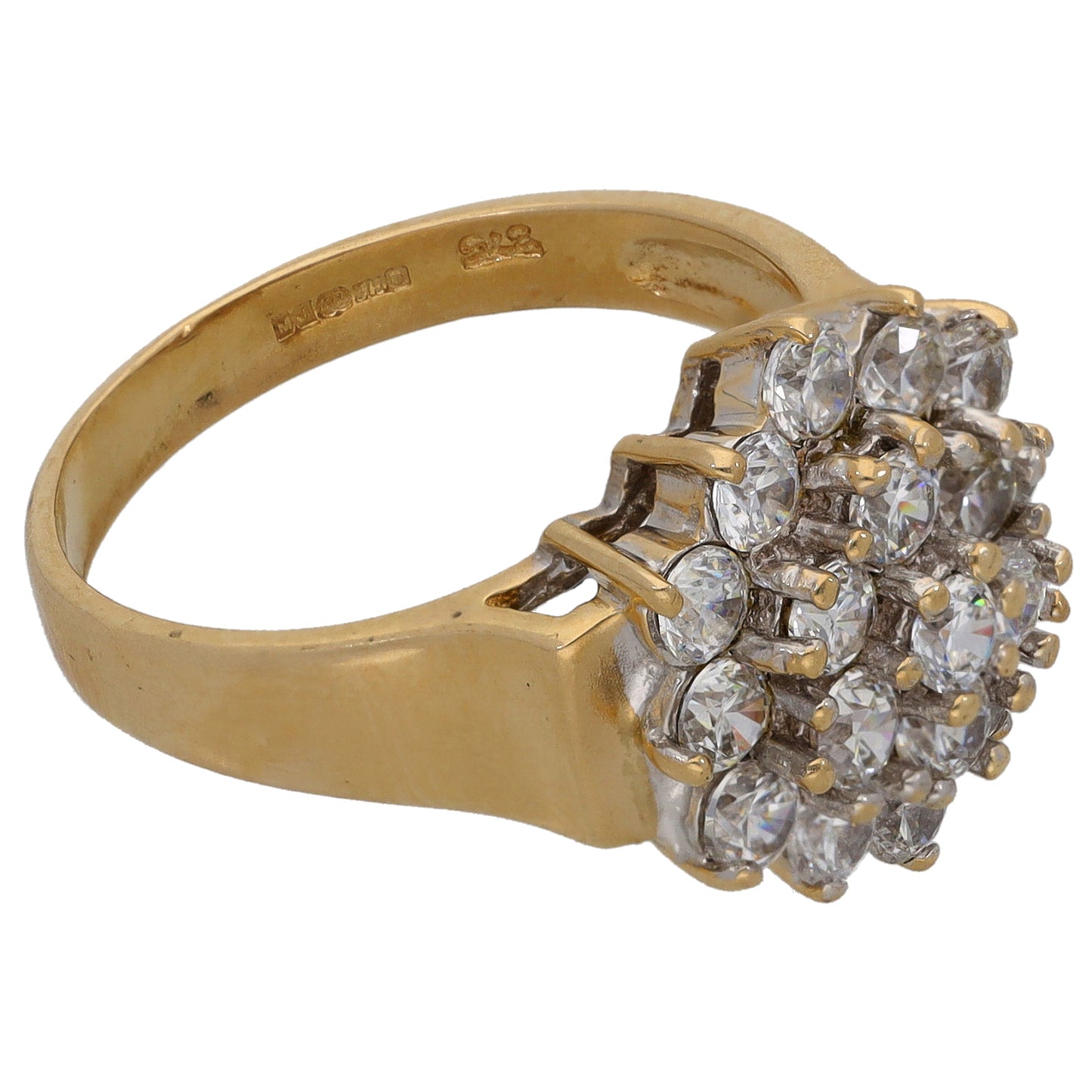 9ct Gold Cubic Zirconia Dress/Cocktail Ring Size O