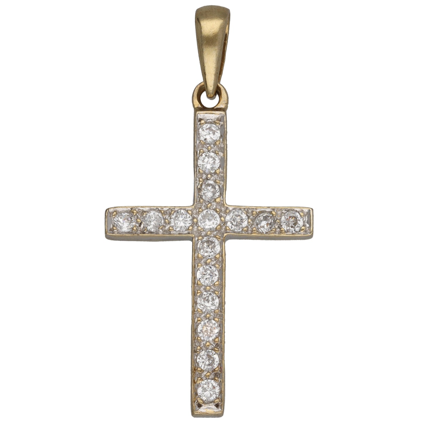 9ct Gold Cubic Zirconia Cross Pendant