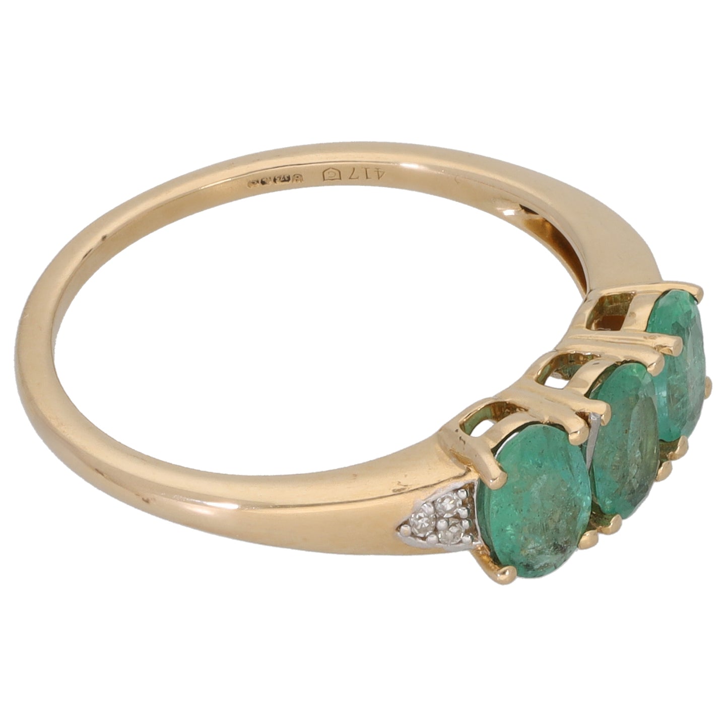 9ct Gold Emerald & 0.03ct Diamond Dress/Cocktail Ring Size P