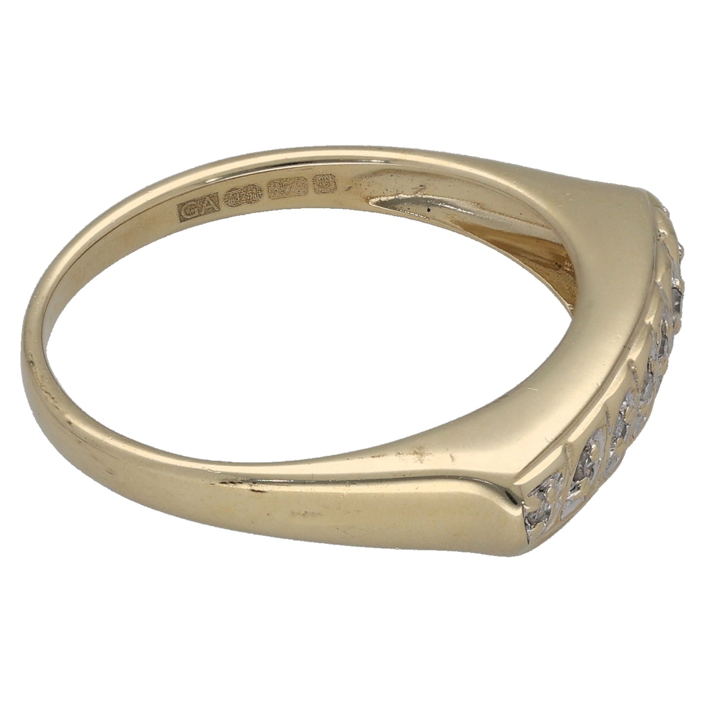 9ct Gold 0.04ct Diamond Half Eternity Ring Size P