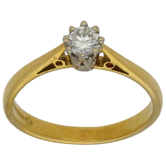 18ct Gold 0.20ct Diamond Solitaire Ring Size P