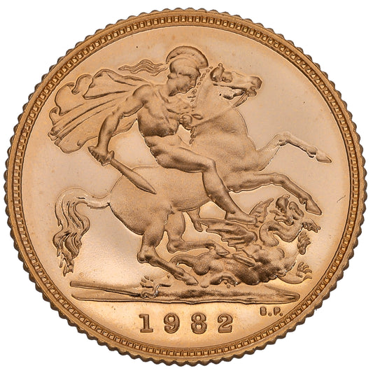 22ct Gold Queen Elizabeth II Half Sovereign Coin 1982