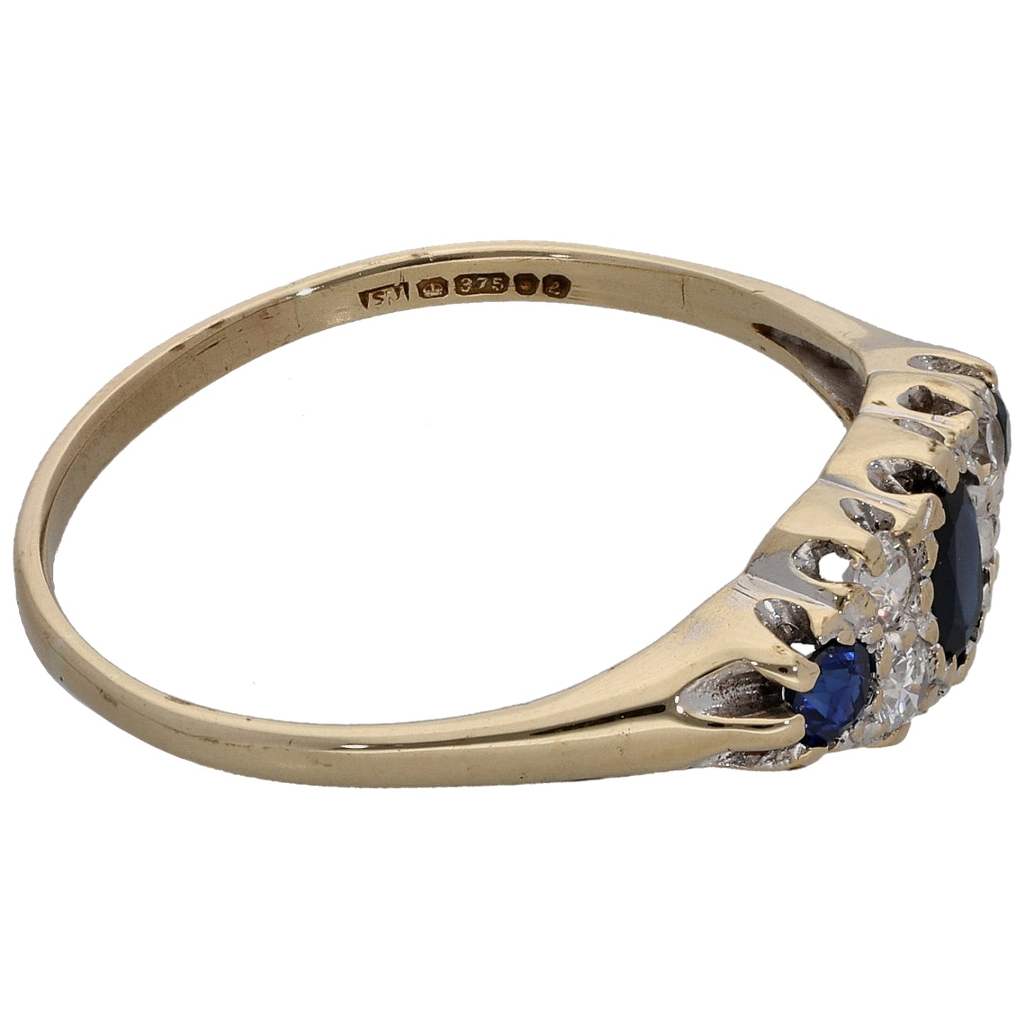 9ct Gold Sapphire & Cubic Zirconia Dress/Cocktail Ring Size R