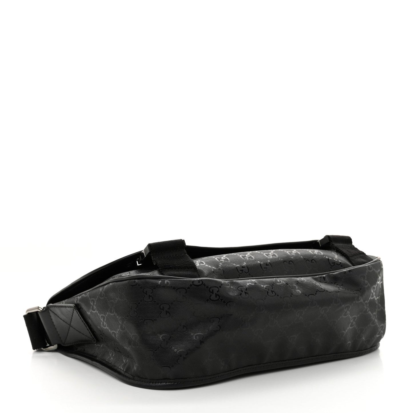 Gucci Double Buckle Messenger GG Imprime Coated Canvas Bag - Black