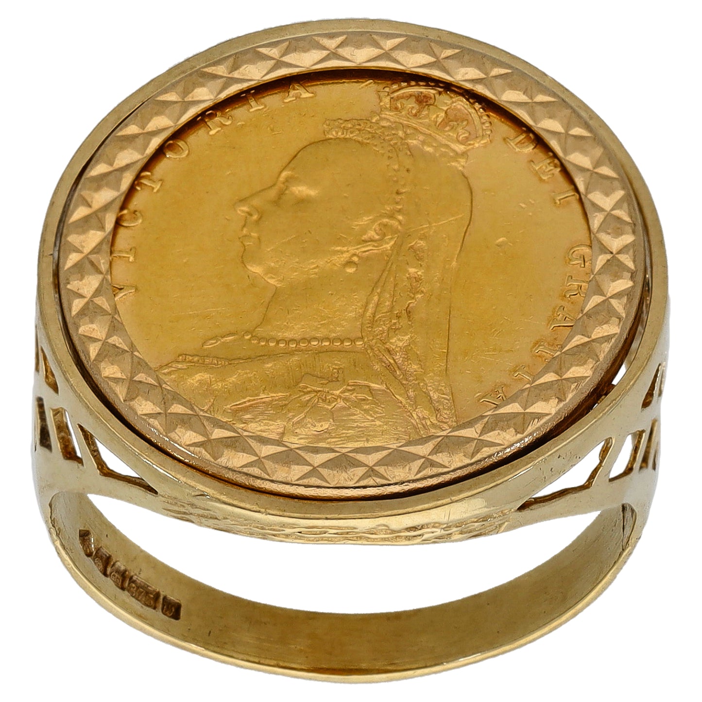 9ct Gold Half Sovereign Coin Ring Size T