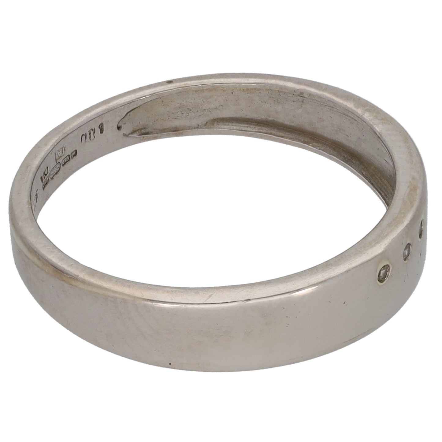 9ct White Gold 0.015ct Diamond Trilogy Ring Size N