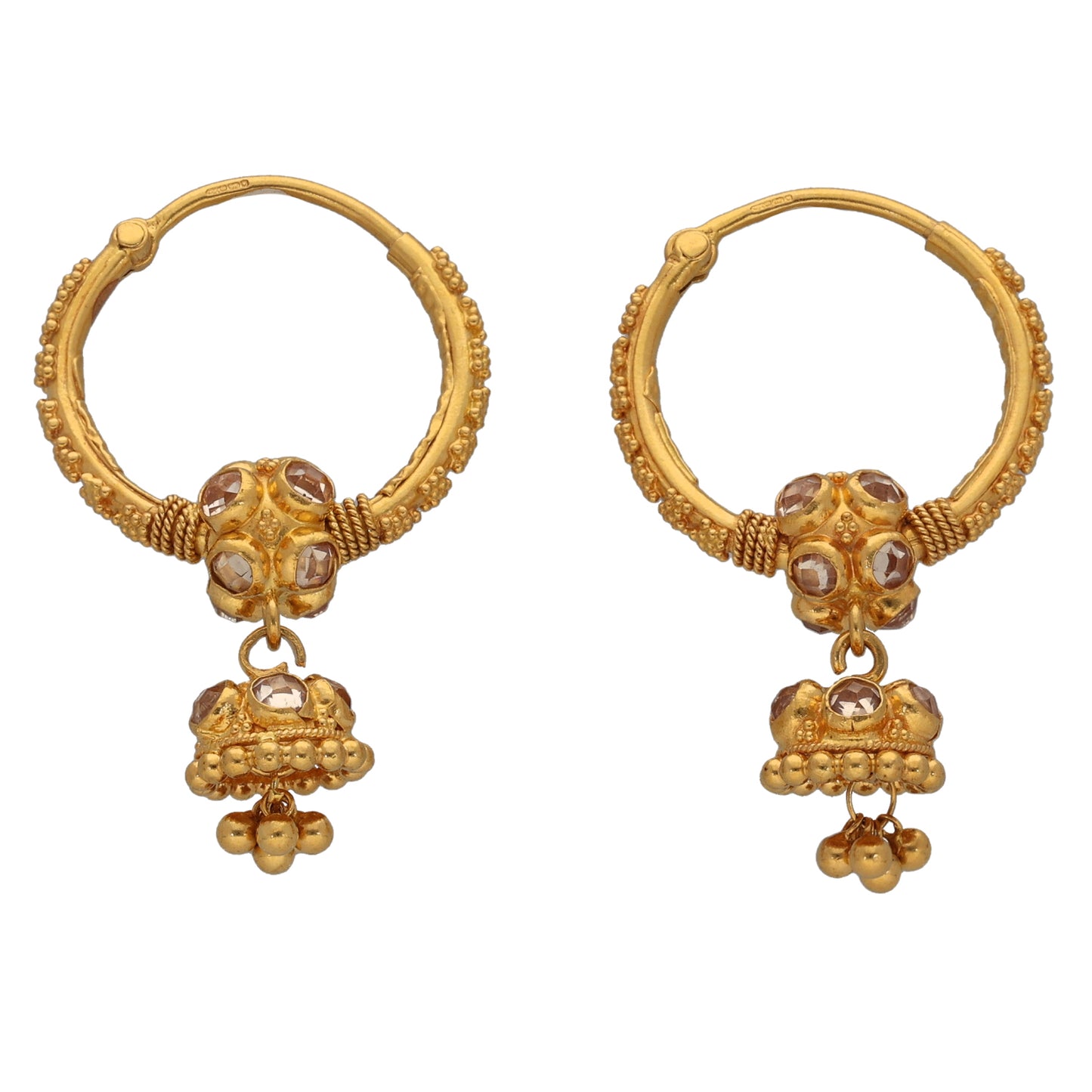 22ct Gold Cubic Zirconia Hoop Earrings