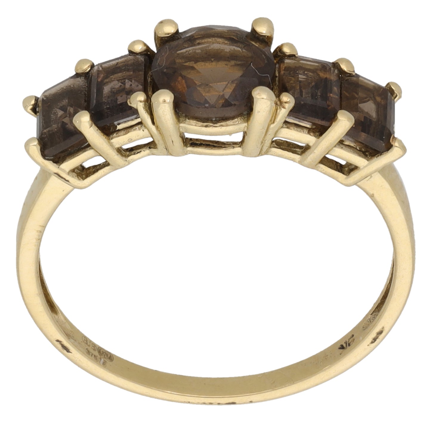 9ct Gold Smoky Quartz Half Eternity Ring Size O