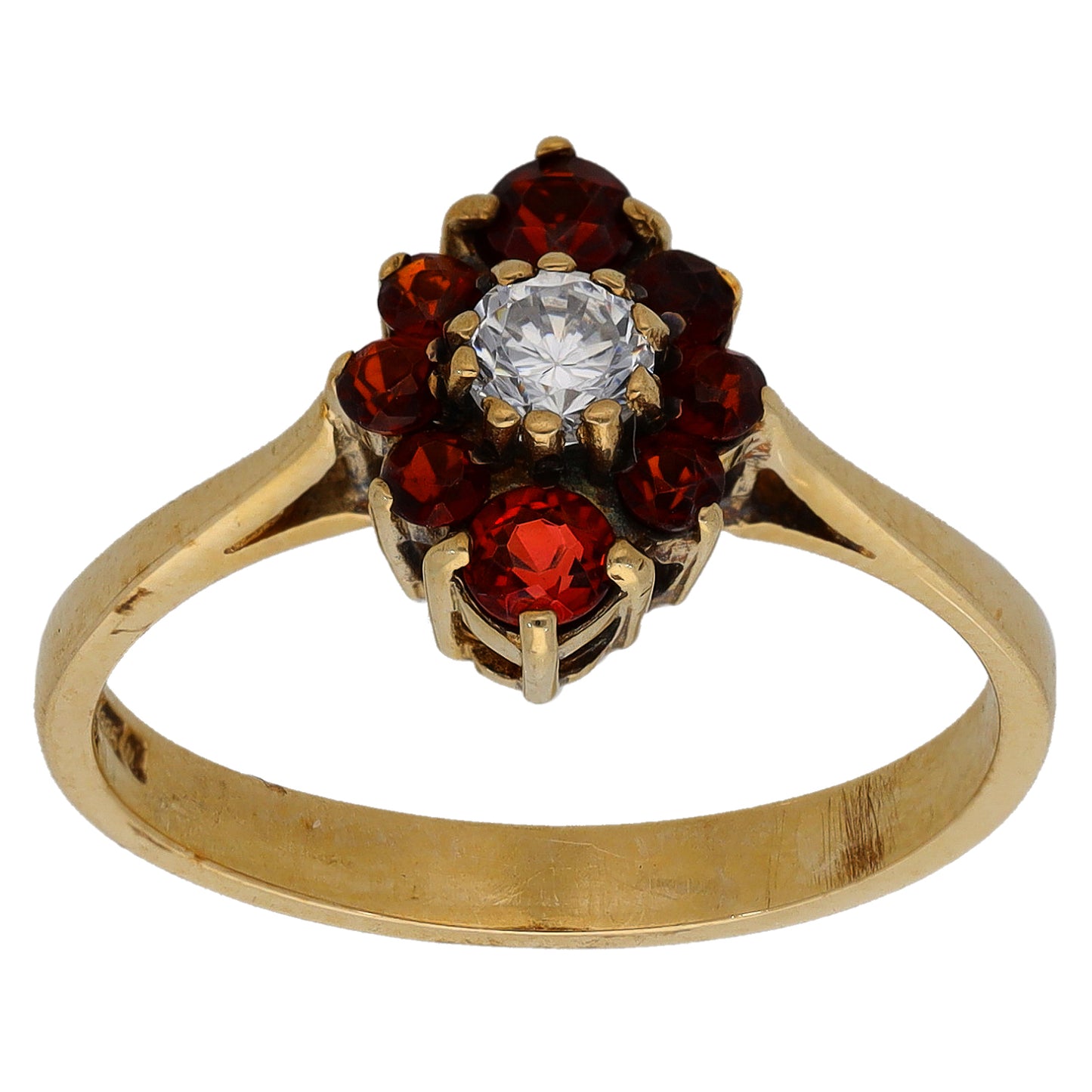 9ct Gold Garnet & Cubic Zirconia Dress/Cocktail Ring Size P
