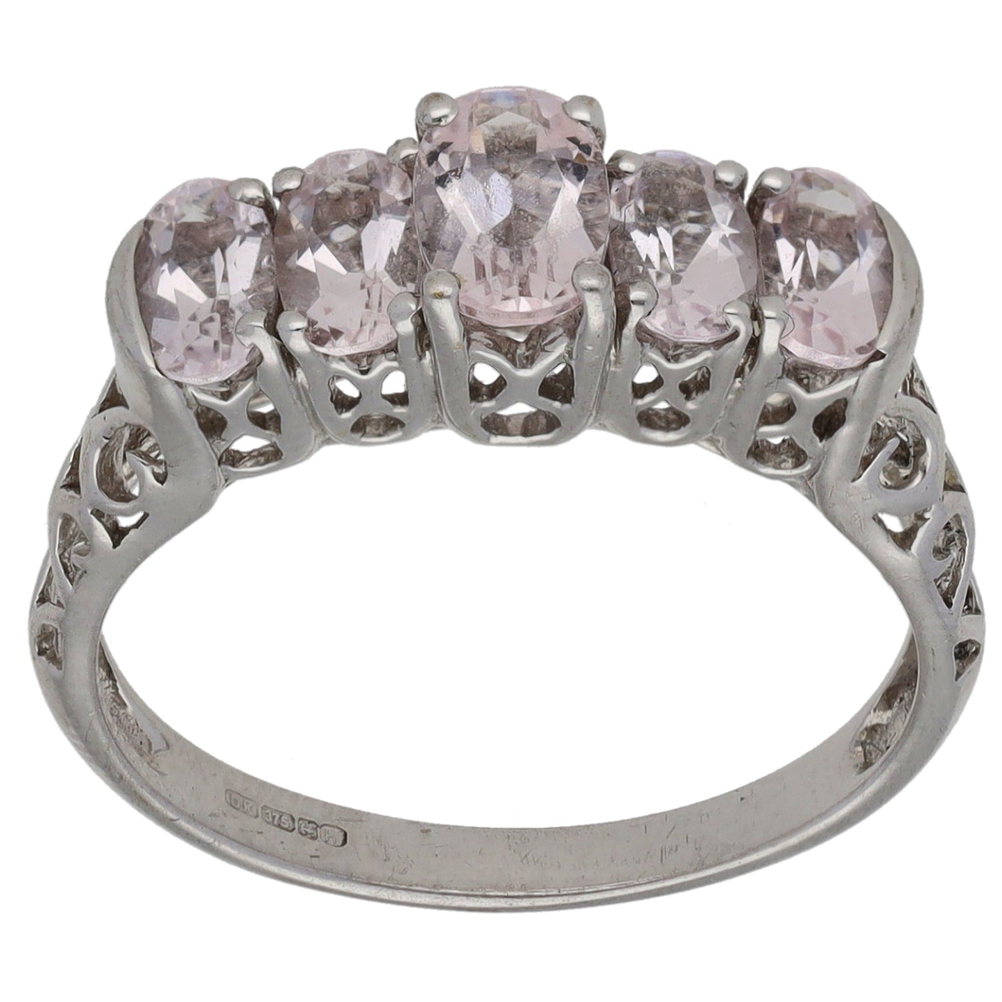 9ct White Gold Morganite Half Eternity Ring Size N