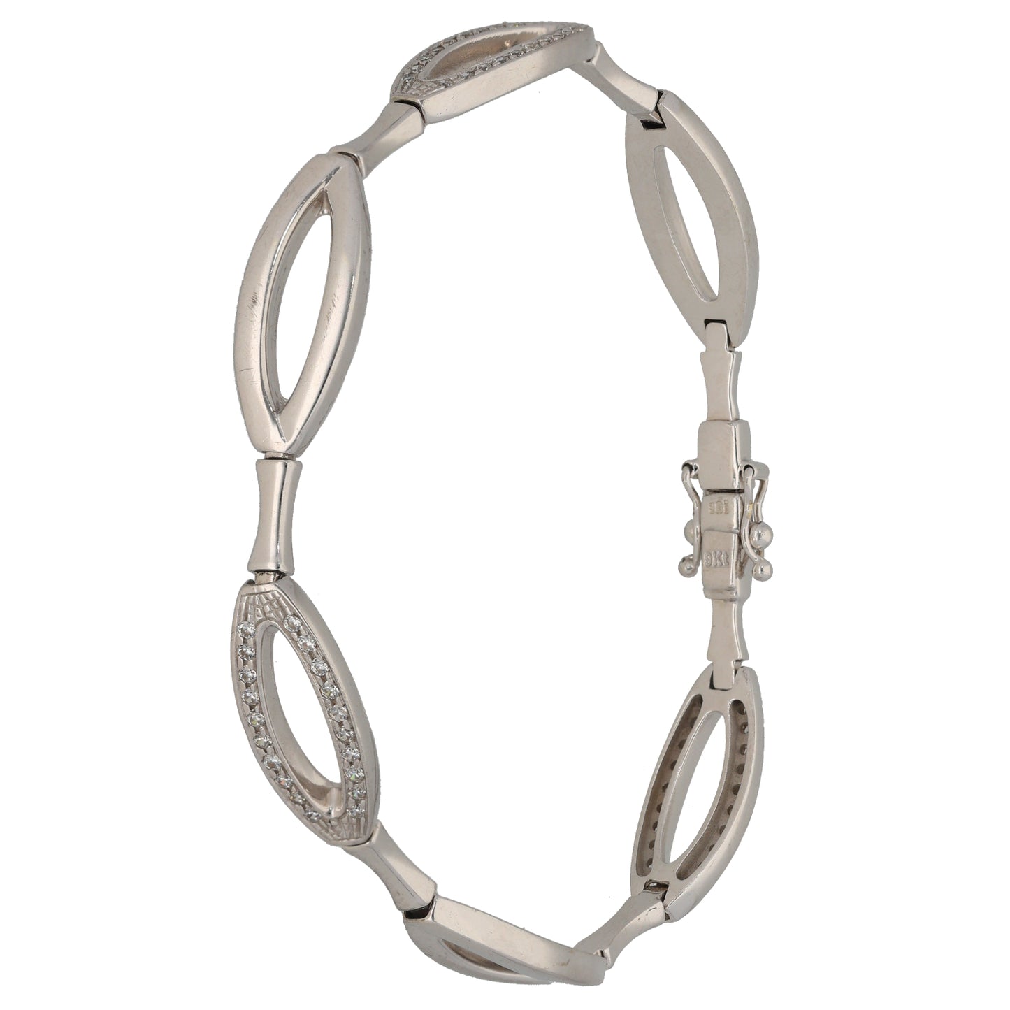 9ct White Gold Cubic Zirconia Fancy Bracelet