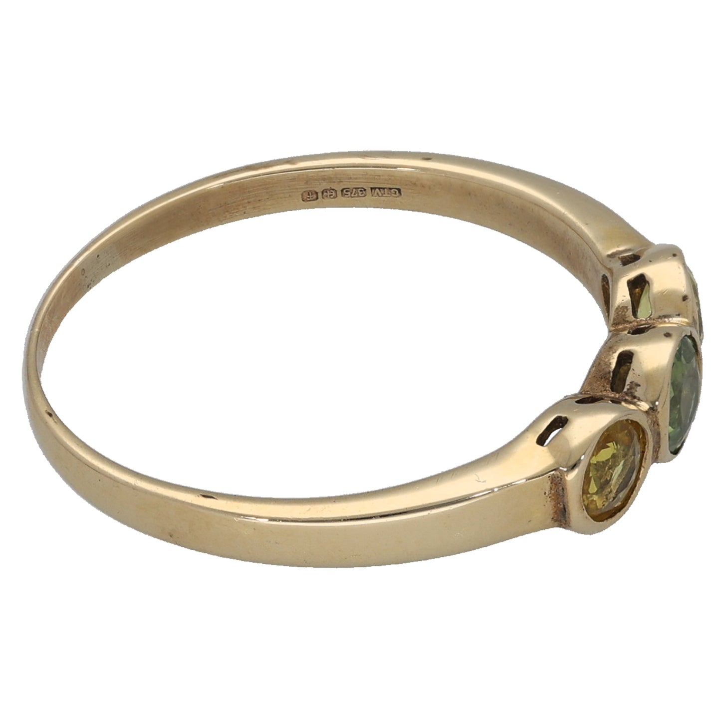 9ct Gold Sapphire Trilogy Ring Size R