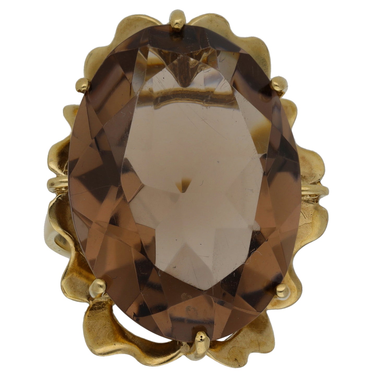 9ct Gold Smoky Quartz Single Stone Ring Size O