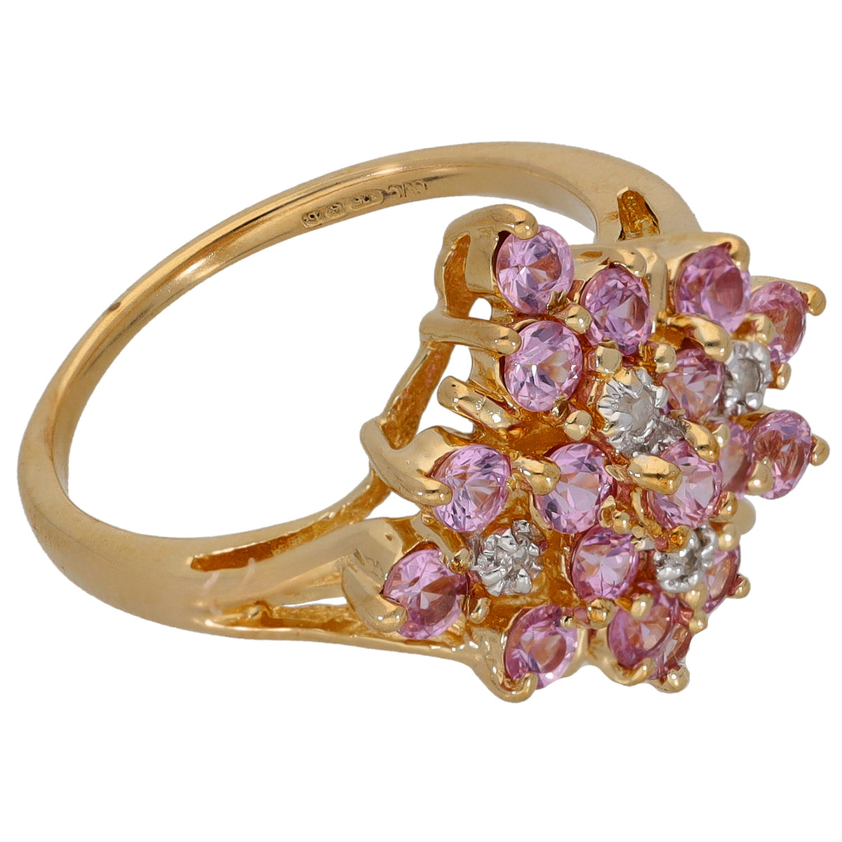 9ct Gold Sapphire & 0.02ct Diamond Dress/Cocktail Ring Size M
