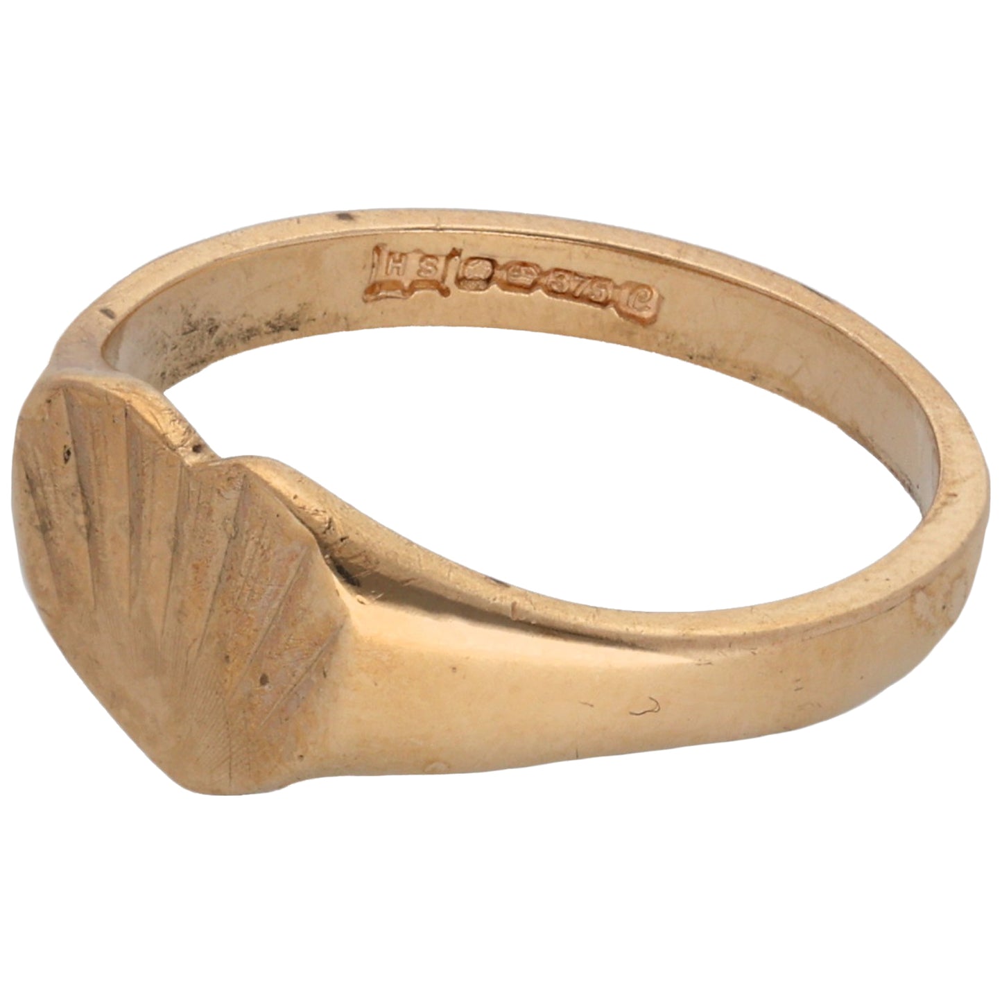 9ct Gold Patterned Signet Ring Size L