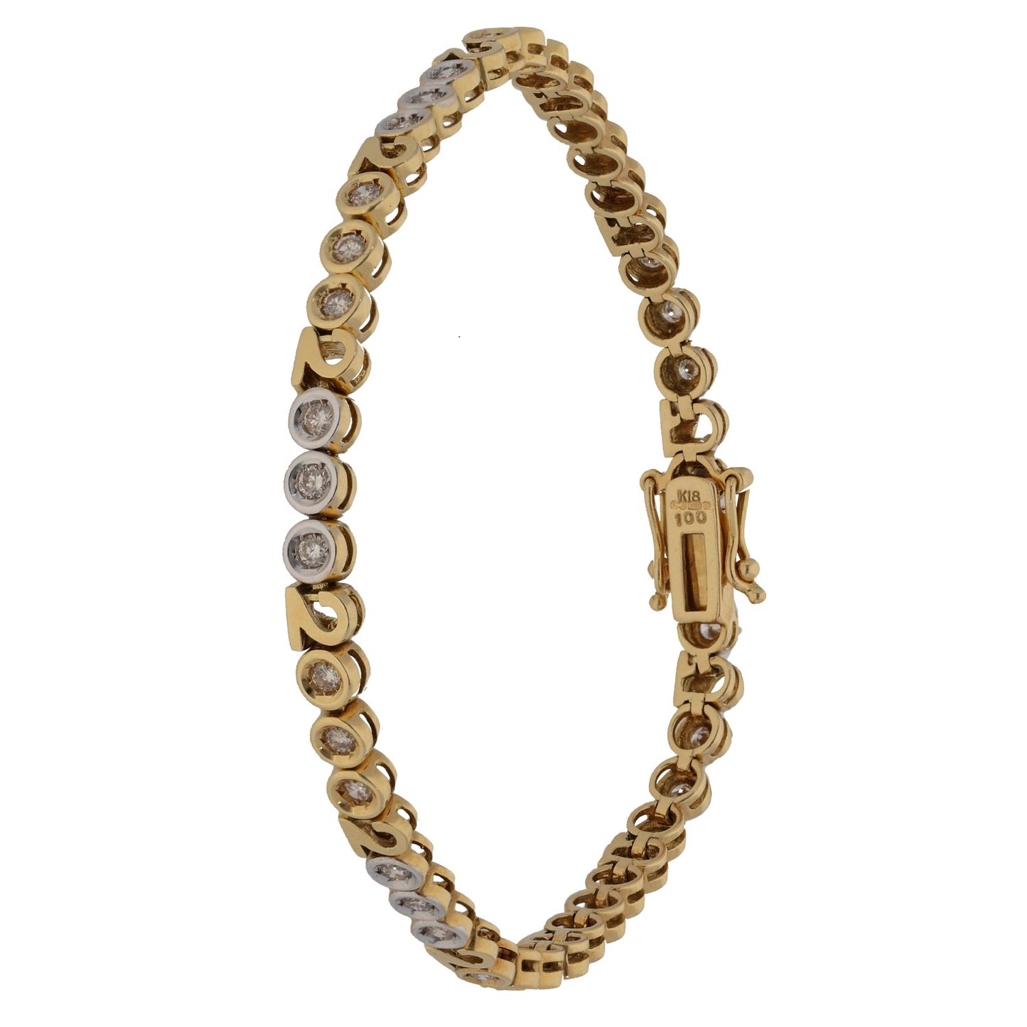 18ct Bicolour Gold 1.00ct Diamond Line/Tennis Bracelet