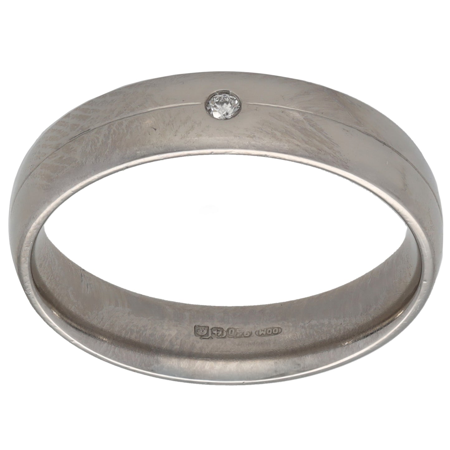 Platinum 0.02ct Diamond Single Stone Wedding Ring Size S