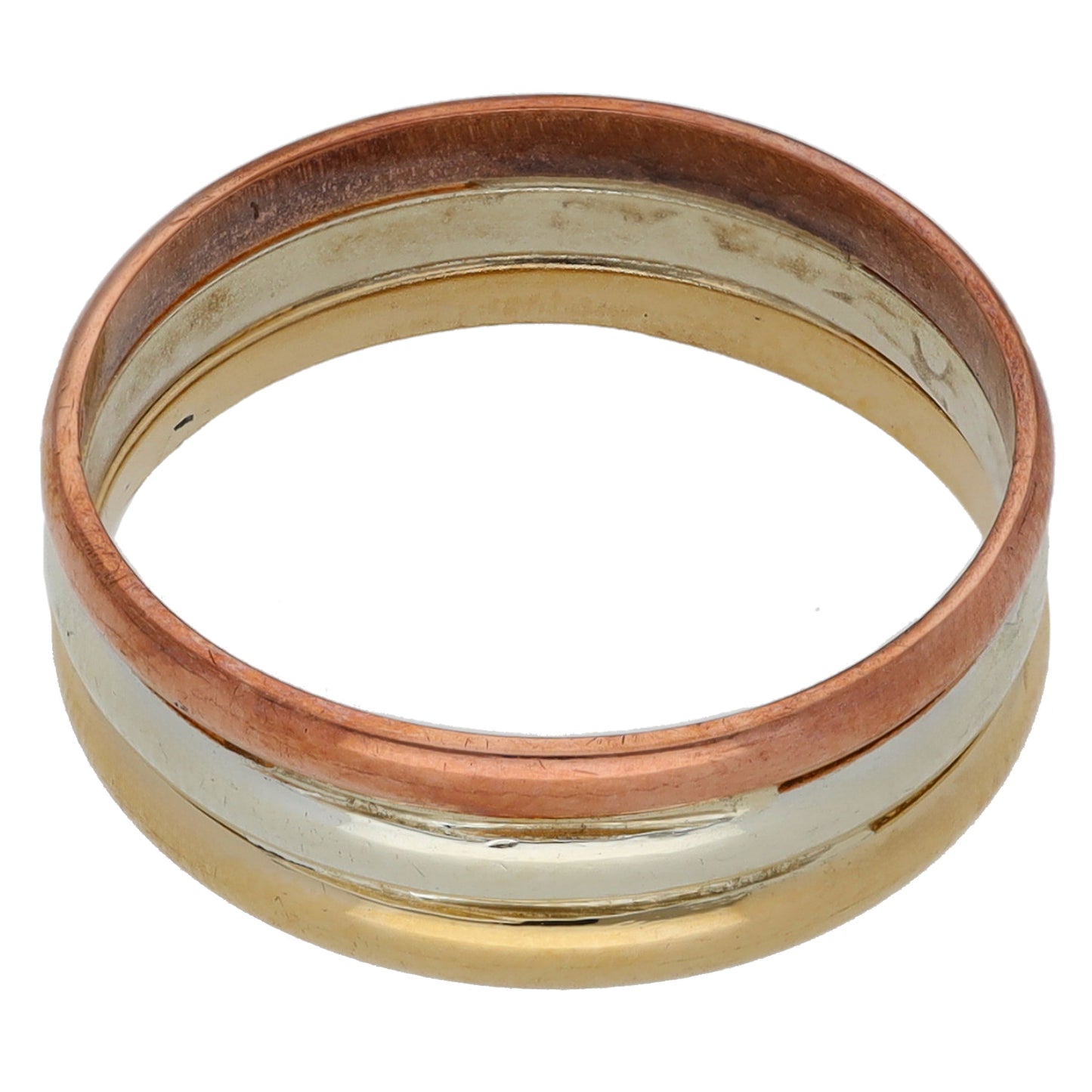 9ct Tricolour Gold Plain Wedding Ring Size N