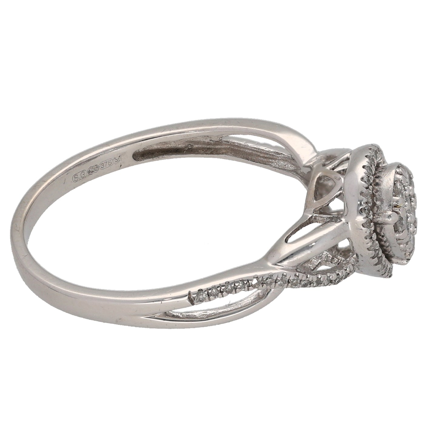 9ct White Gold 0.20ct Diamond Cluster Ring Size O