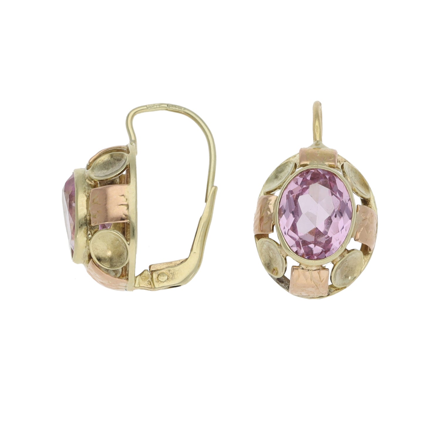 14ct Bicolour Gold Imitation Drop Earrings