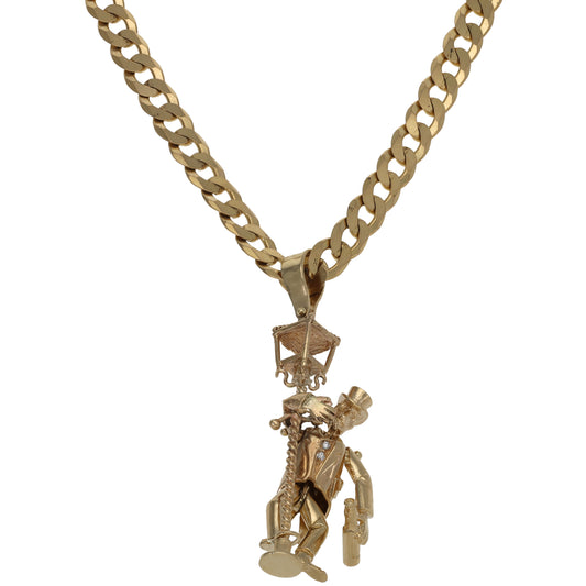 9ct Gold Cubic Zirconia Drunken Man Pendant With Chain